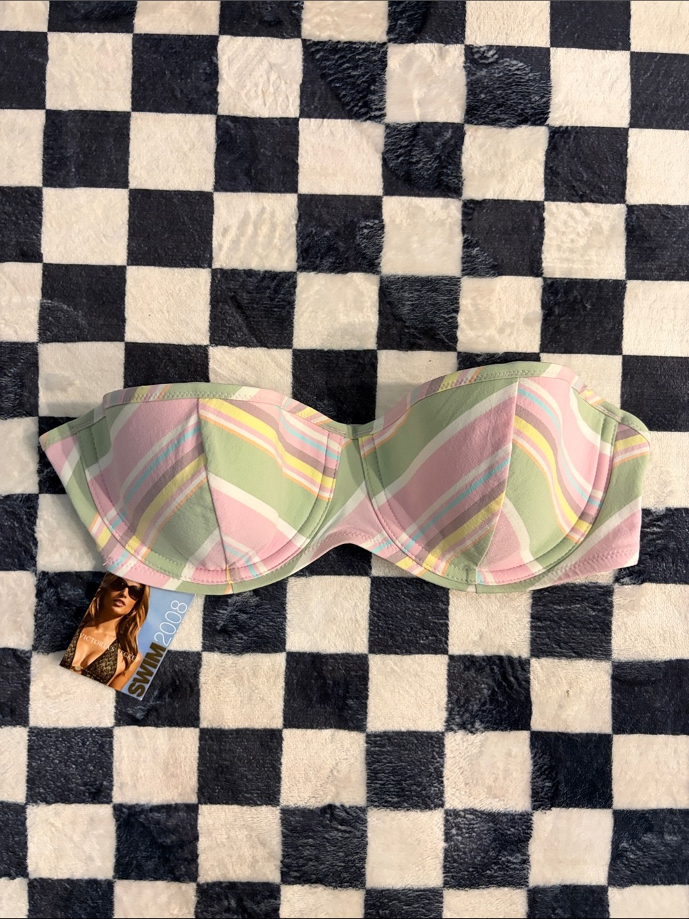 Victoria's Secret Pastel Stripe Strapless Bandeau - Pink & Green